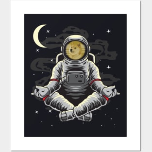 Astronaut Yoga Dogecoin DOGE Coin To The Moon Crypto Token Cryptocurrency Wallet Birthday Gift For Men Women Kids Posters and Art